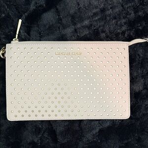 Michael Kors Blush Pink Studded Leather Wristlet with Gold Hardware